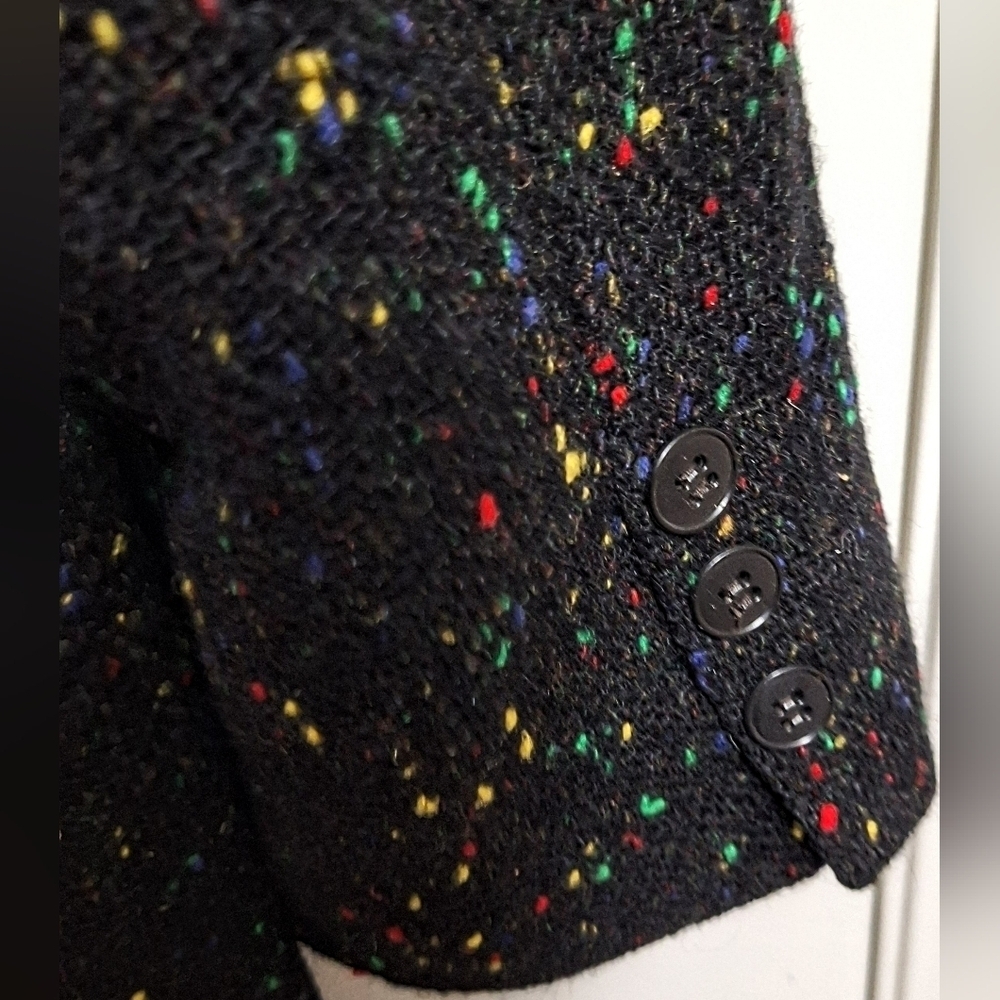 Vintage Couture CYNGE DESIGN Diane B Black Multicolored Wool Suit - Picture 10 of 11